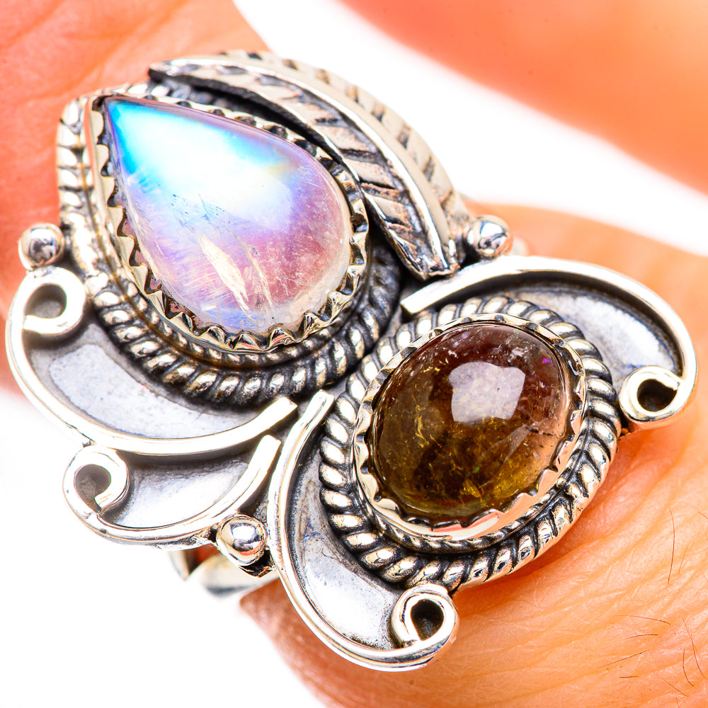 Rainbow Moonstone Rings handcrafted by Ana Silver Co - RING129604