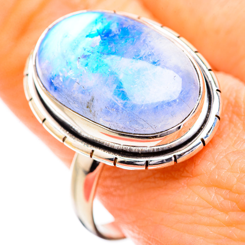 Rainbow Moonstone Rings handcrafted by Ana Silver Co - RING129606