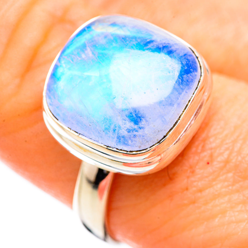Rainbow Moonstone Rings handcrafted by Ana Silver Co - RING129609