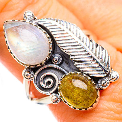 Rainbow Moosntone Rings handcrafted by Ana Silver Co - RING129614
