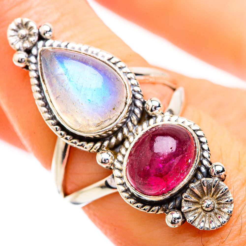 Rainbow Moonstone Rings handcrafted by Ana Silver Co - RING129616