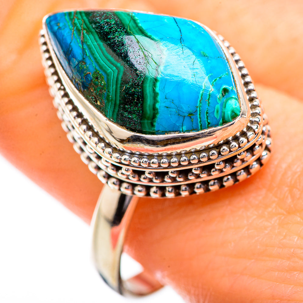 Malachite In Chrysocolla Rings handcrafted by Ana Silver Co - RING129621