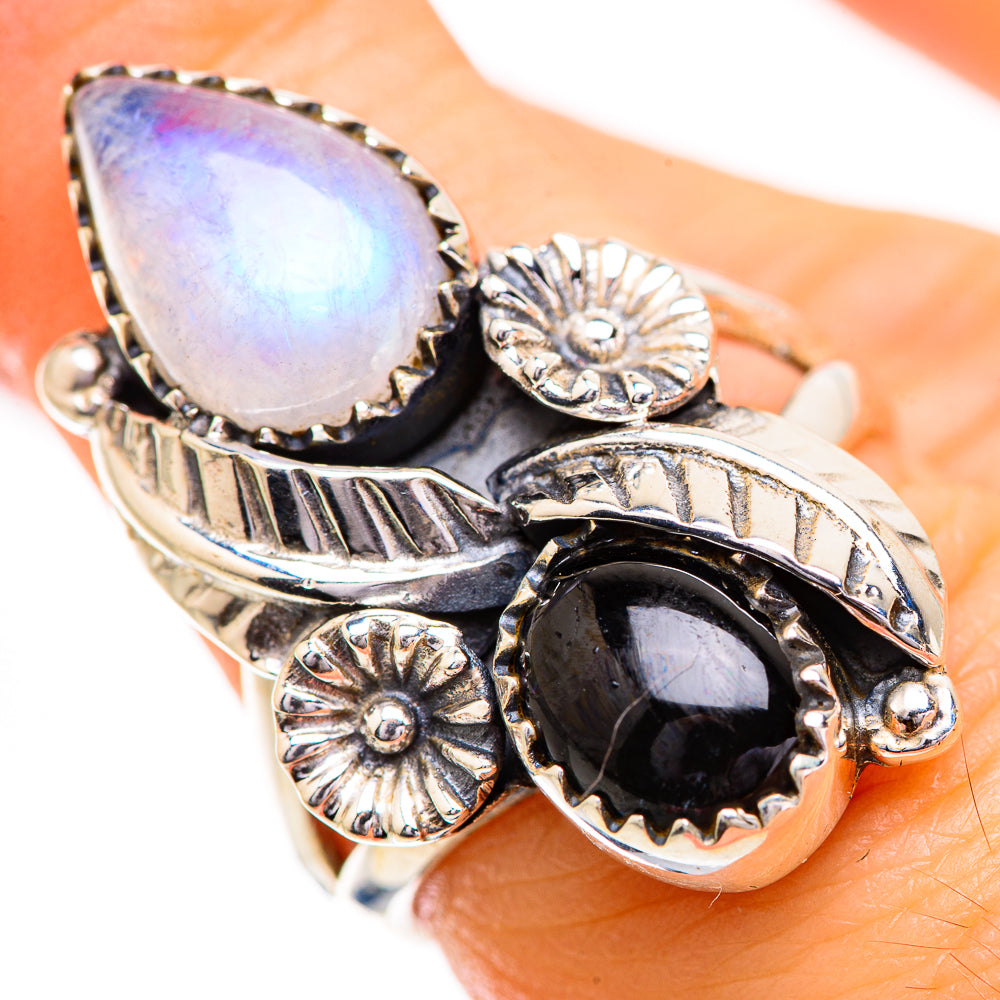 Rainbow Moonstone Rings handcrafted by Ana Silver Co - RING129629