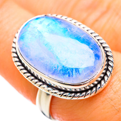 Rainbow Moonstone Rings handcrafted by Ana Silver Co - RING129630