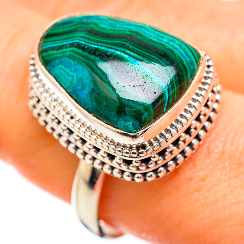 Malachite In Chrysocolla Rings handcrafted by Ana Silver Co - RING129634