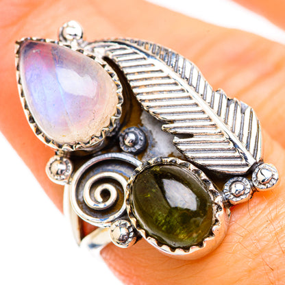 Rainbow Moonstone Rings handcrafted by Ana Silver Co - RING129636