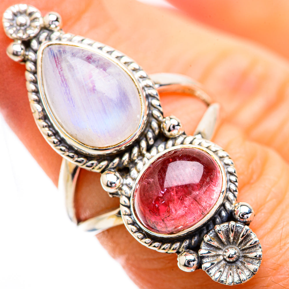 Rainbow Moonstone Rings handcrafted by Ana Silver Co - RING129642