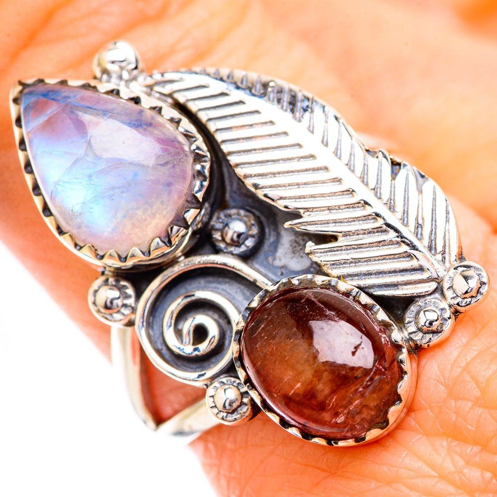 Rainbow Moonstone Rings handcrafted by Ana Silver Co - RING129644