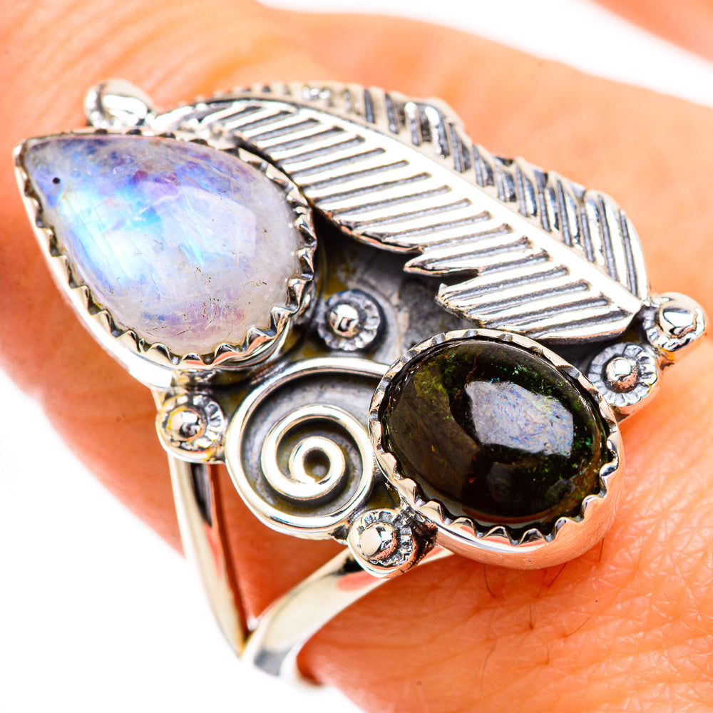 Rainbow Moonstone Rings handcrafted by Ana Silver Co - RING129659