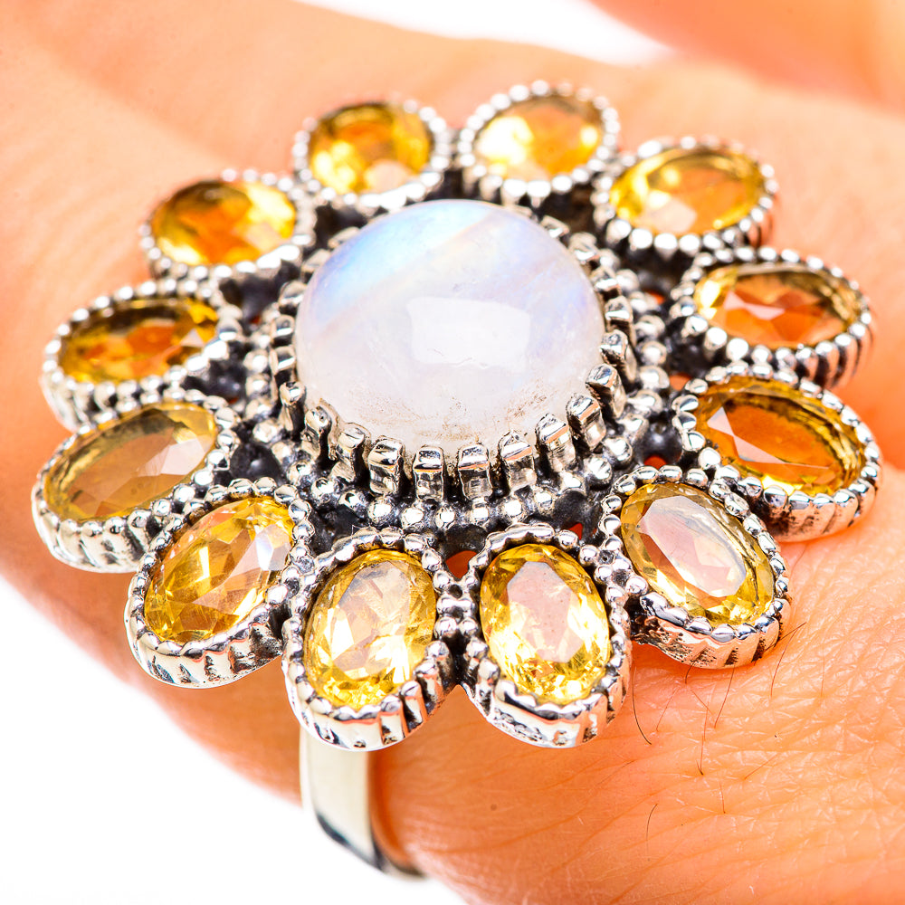 Rainbow Moonstone Rings handcrafted by Ana Silver Co - RING129665