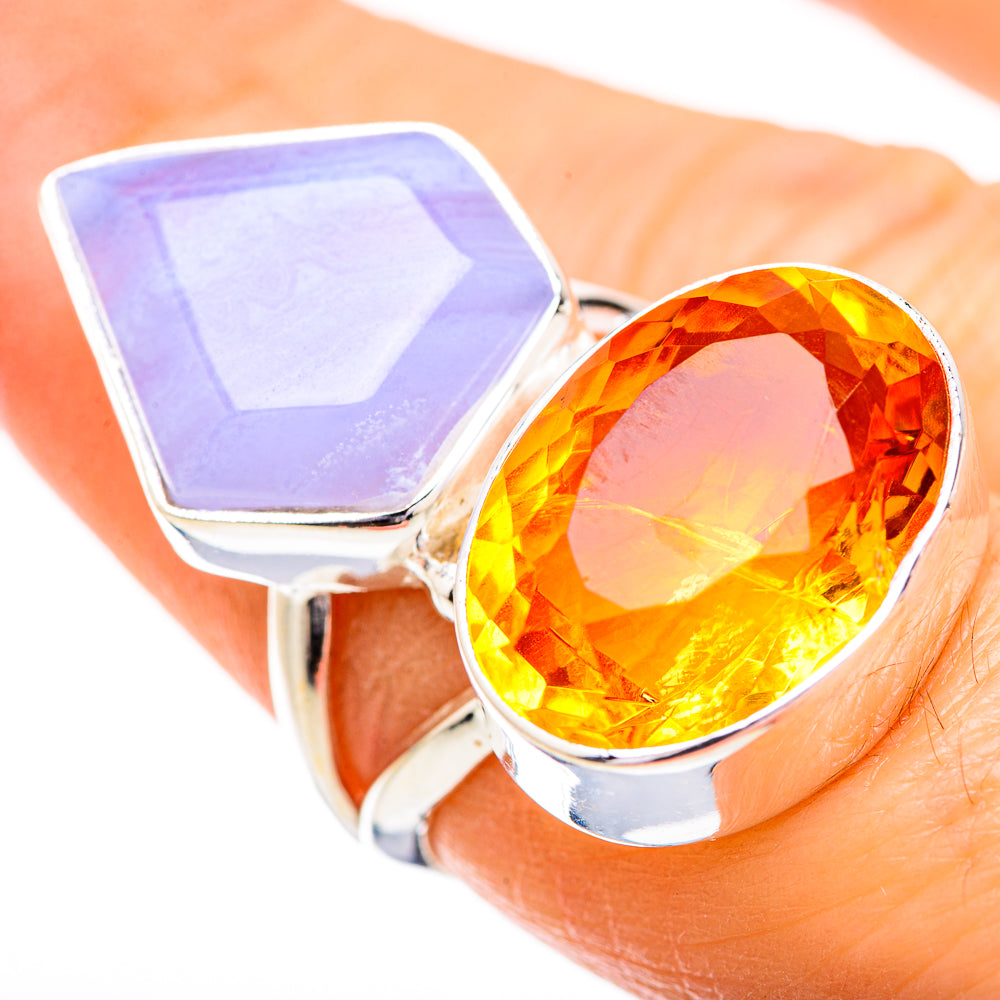 Blue Lace Agate Rings handcrafted by Ana Silver Co - RING129666