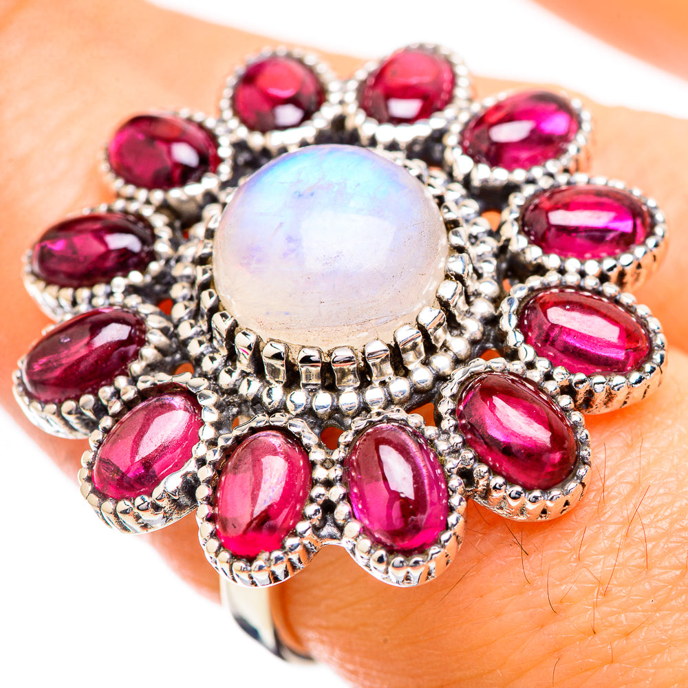 Rainbow Moonstone Rings handcrafted by Ana Silver Co - RING129670