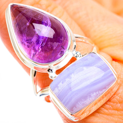 Blue Lace Agate Rings handcrafted by Ana Silver Co - RING129674