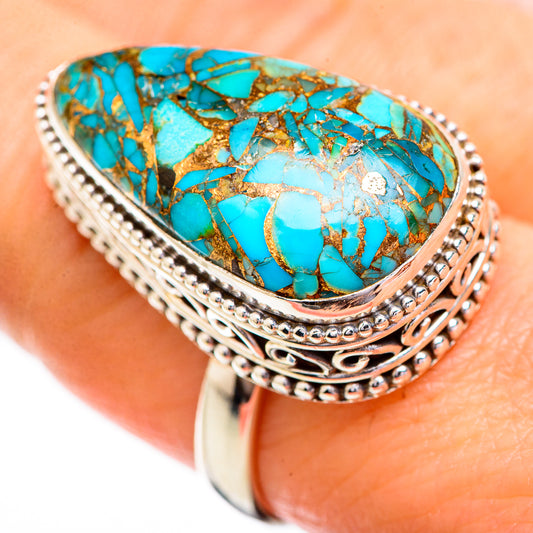 Blue Copper Composite Turquoise Rings handcrafted by Ana Silver Co - RING129683