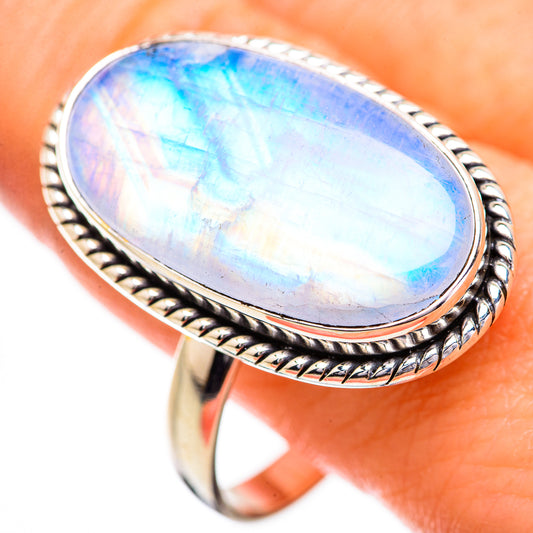 Rainbow Moonstone Rings handcrafted by Ana Silver Co - RING129684