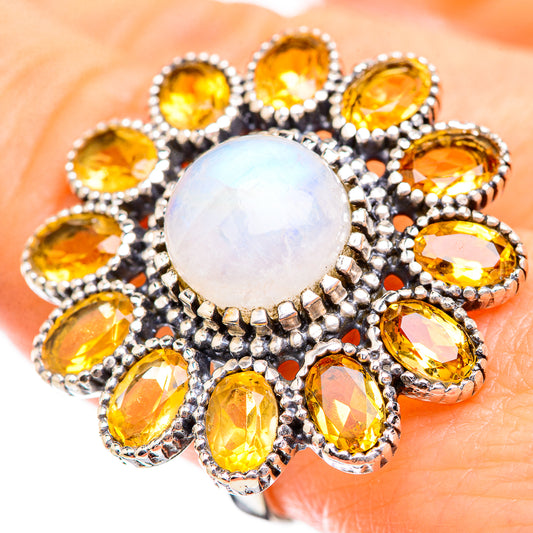 Rainbow Moonstone Rings handcrafted by Ana Silver Co - RING129688