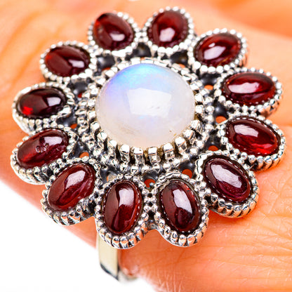 Rainbow Moonstone Rings handcrafted by Ana Silver Co - RING129691
