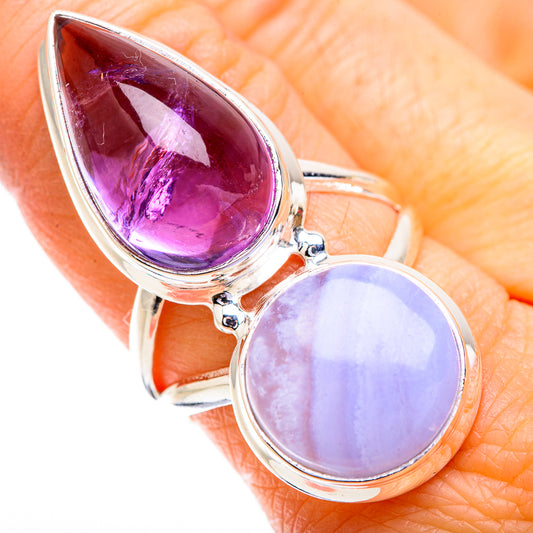 Blue Lace Agate Rings handcrafted by Ana Silver Co - RING129692