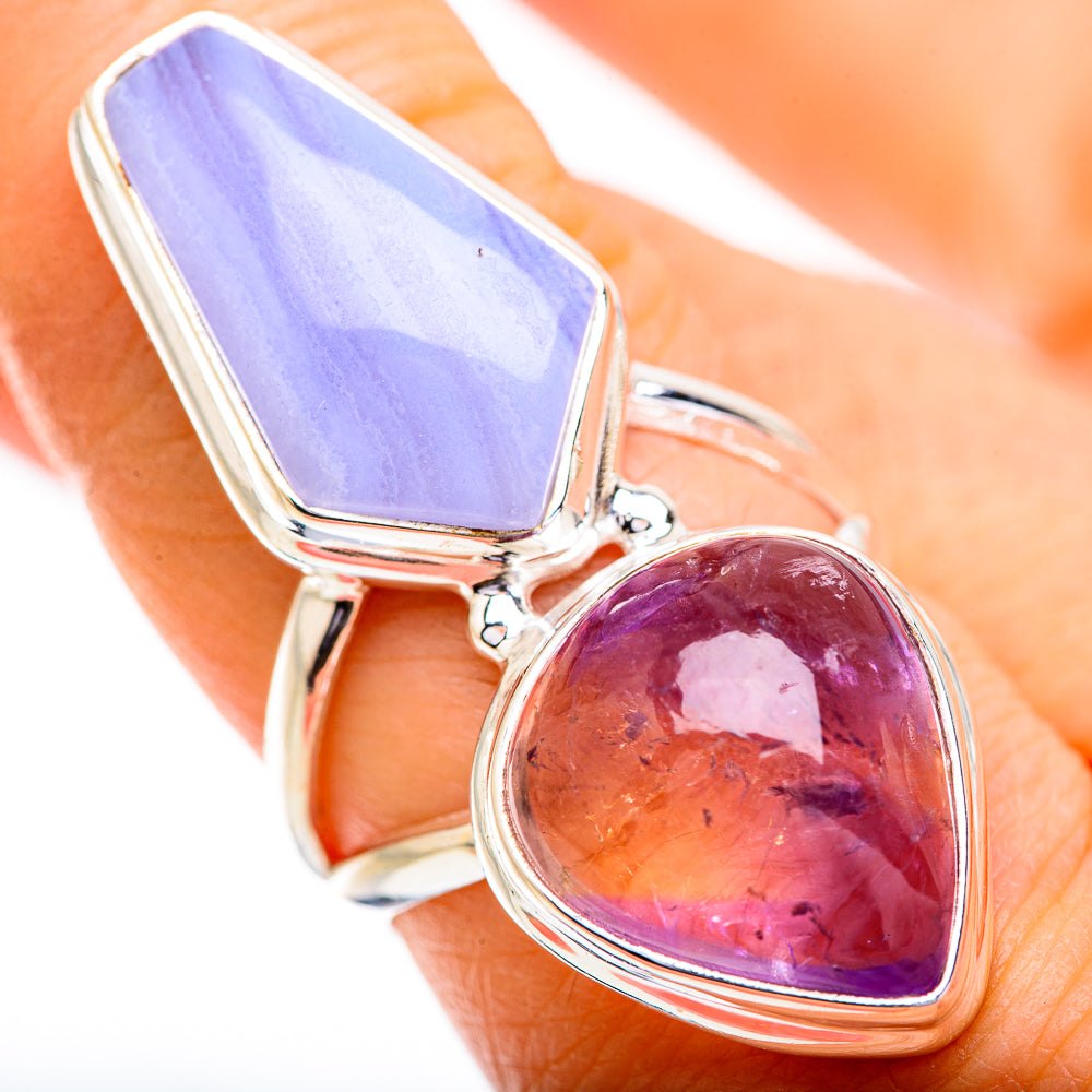 Blue Lace Agate Rings handcrafted by Ana Silver Co - RING129695