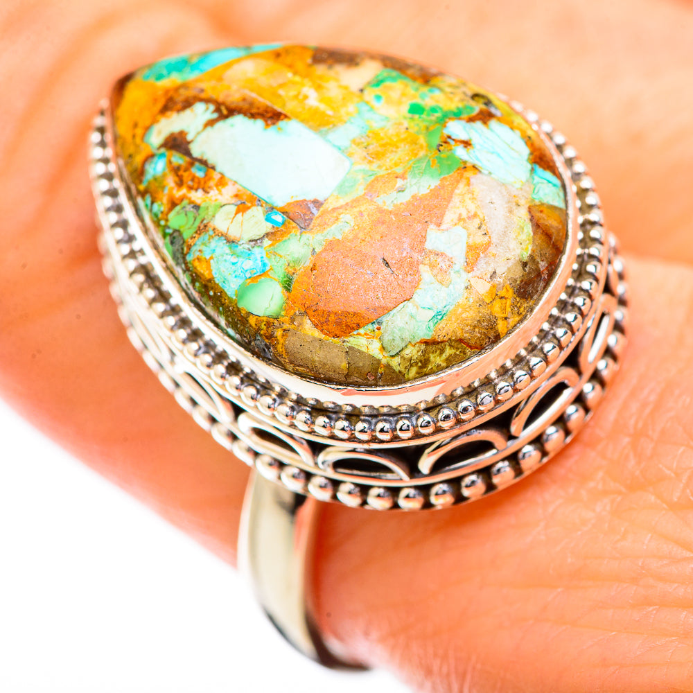 Blue Copper Composite Turquoise Rings handcrafted by Ana Silver Co - RING129698