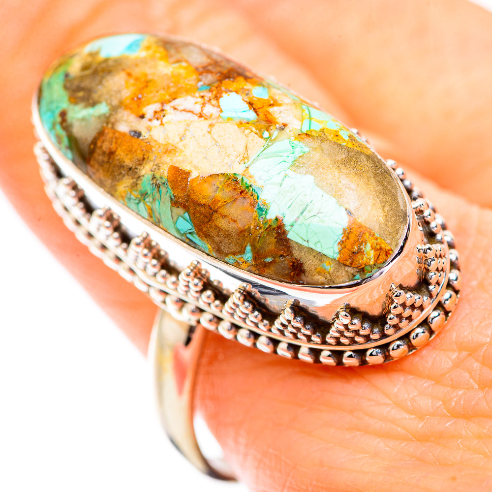 Blue Copper Composite Turquoise Rings handcrafted by Ana Silver Co - RING129704