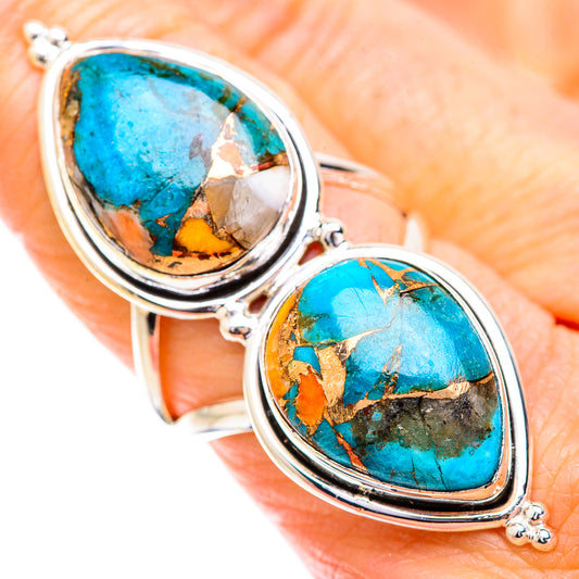 Blue Copper Composite Turquoise Rings handcrafted by Ana Silver Co - RING129709