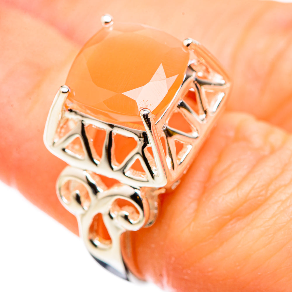 Peach Moonstone Rings handcrafted by Ana Silver Co - RING129717