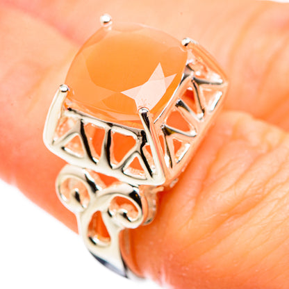 Peach Moonstone Rings handcrafted by Ana Silver Co - RING129717