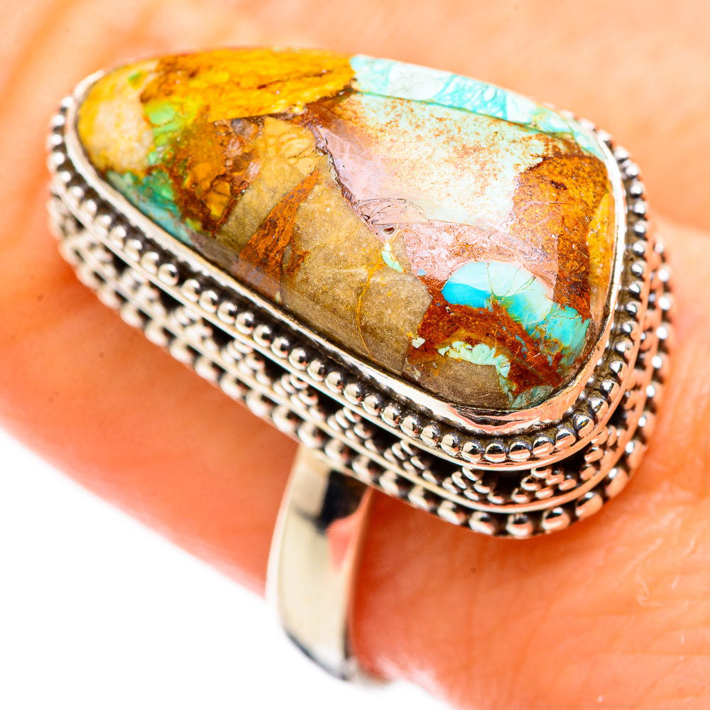 Blue Copper Composite Turquoise Rings handcrafted by Ana Silver Co - RING129724