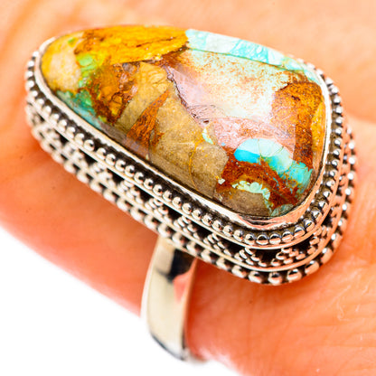Blue Copper Composite Turquoise Rings handcrafted by Ana Silver Co - RING129724