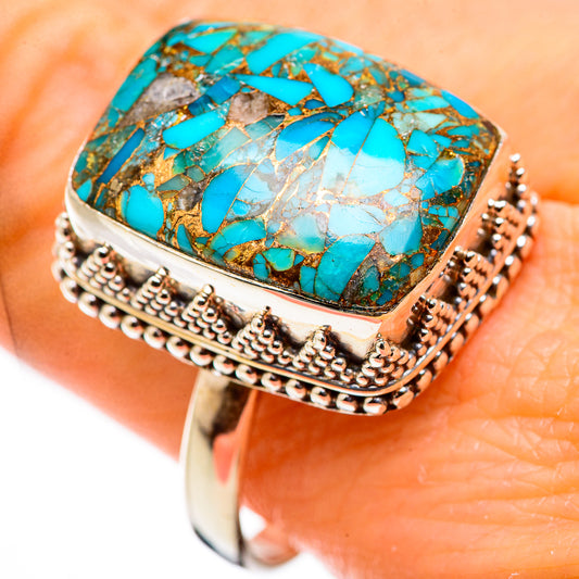 Blue Copper Composite Turquoise Rings handcrafted by Ana Silver Co - RING129736
