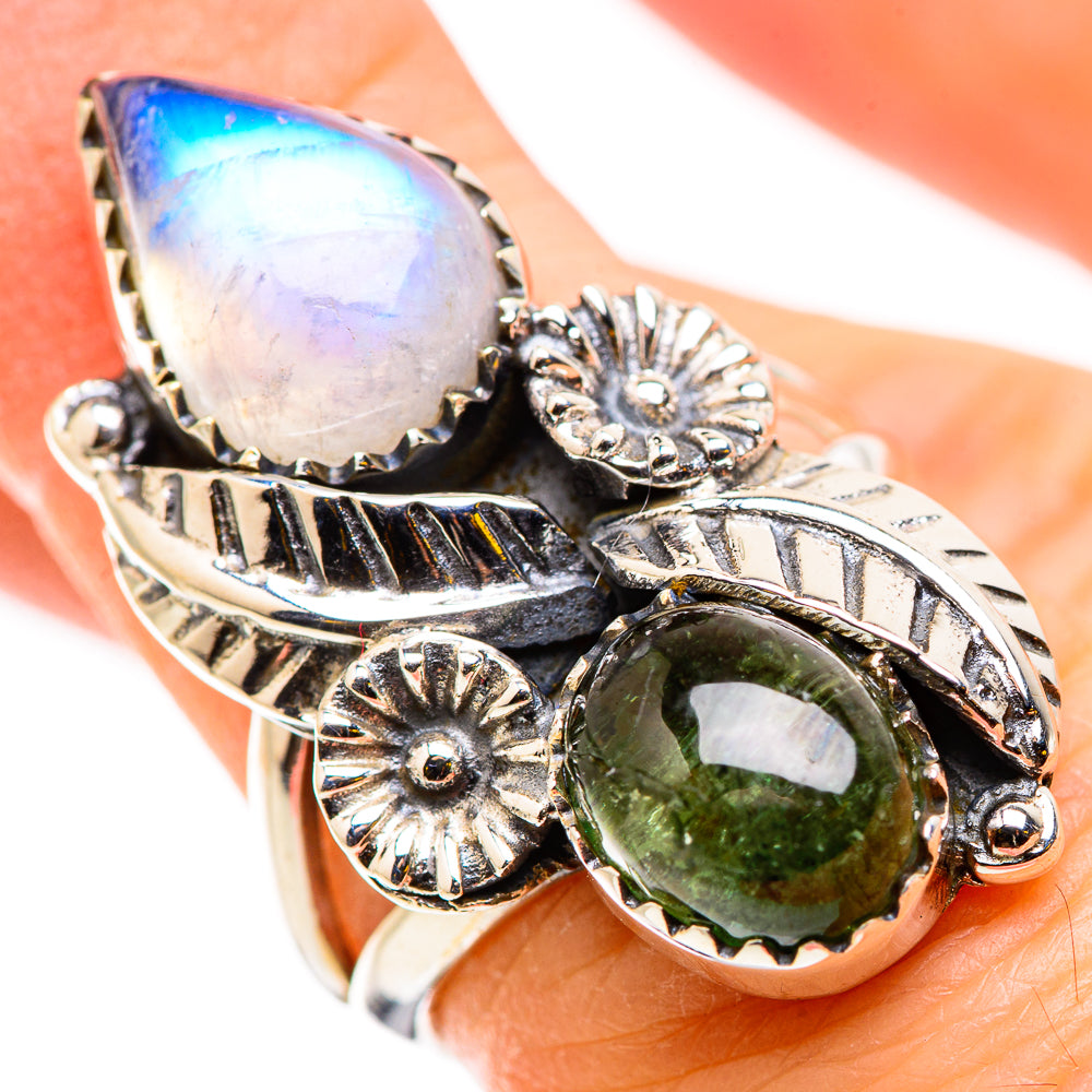 Rainbow Moonstone Rings handcrafted by Ana Silver Co - RING129740