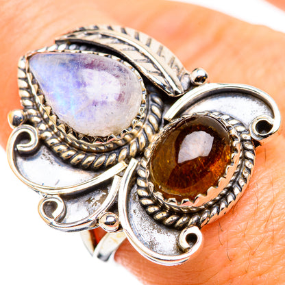 Rainbow Moonstone Rings handcrafted by Ana Silver Co - RING129741