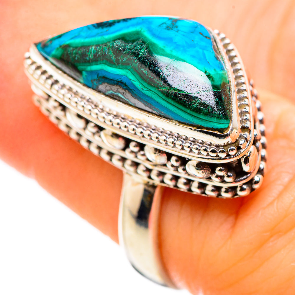 Malachite In Chrysocolla Rings handcrafted by Ana Silver Co - RING129748