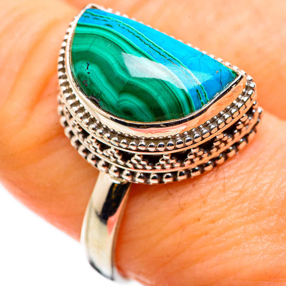 Malachite In Chrysocolla Rings handcrafted by Ana Silver Co - RING129753