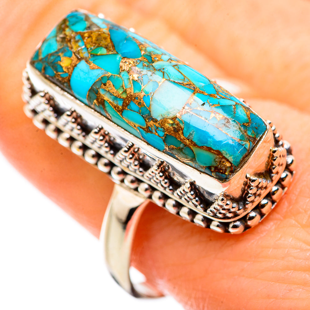 Blue Copper Composite Turquoise Rings handcrafted by Ana Silver Co - RING129758