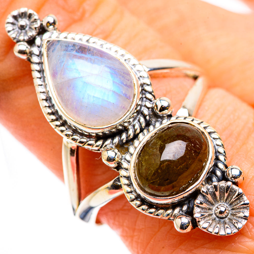 Rainbow Moonstone Rings handcrafted by Ana Silver Co - RING129765