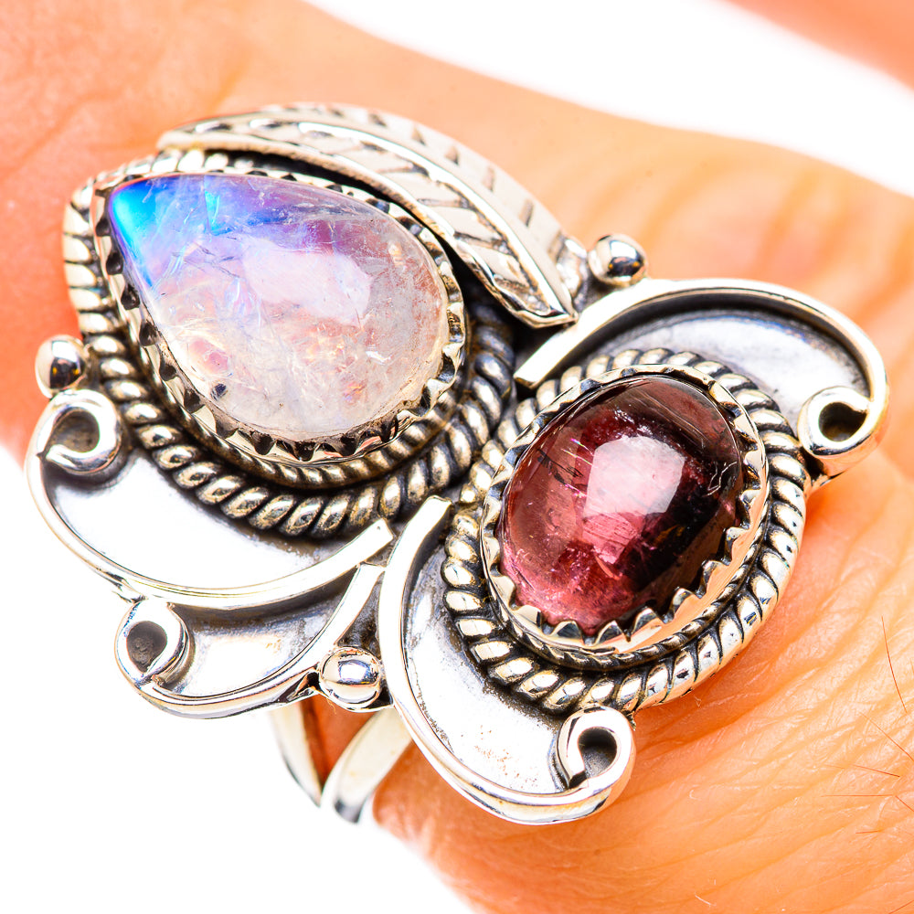 Rainbow Moonstone Rings handcrafted by Ana Silver Co - RING129767