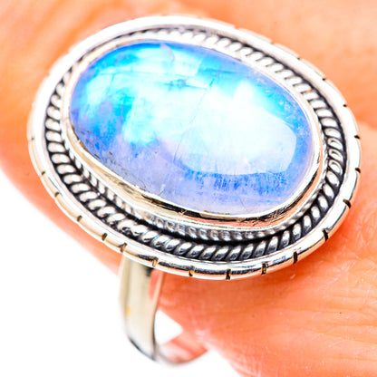 Rainbow Moonstone Rings handcrafted by Ana Silver Co - RING129785