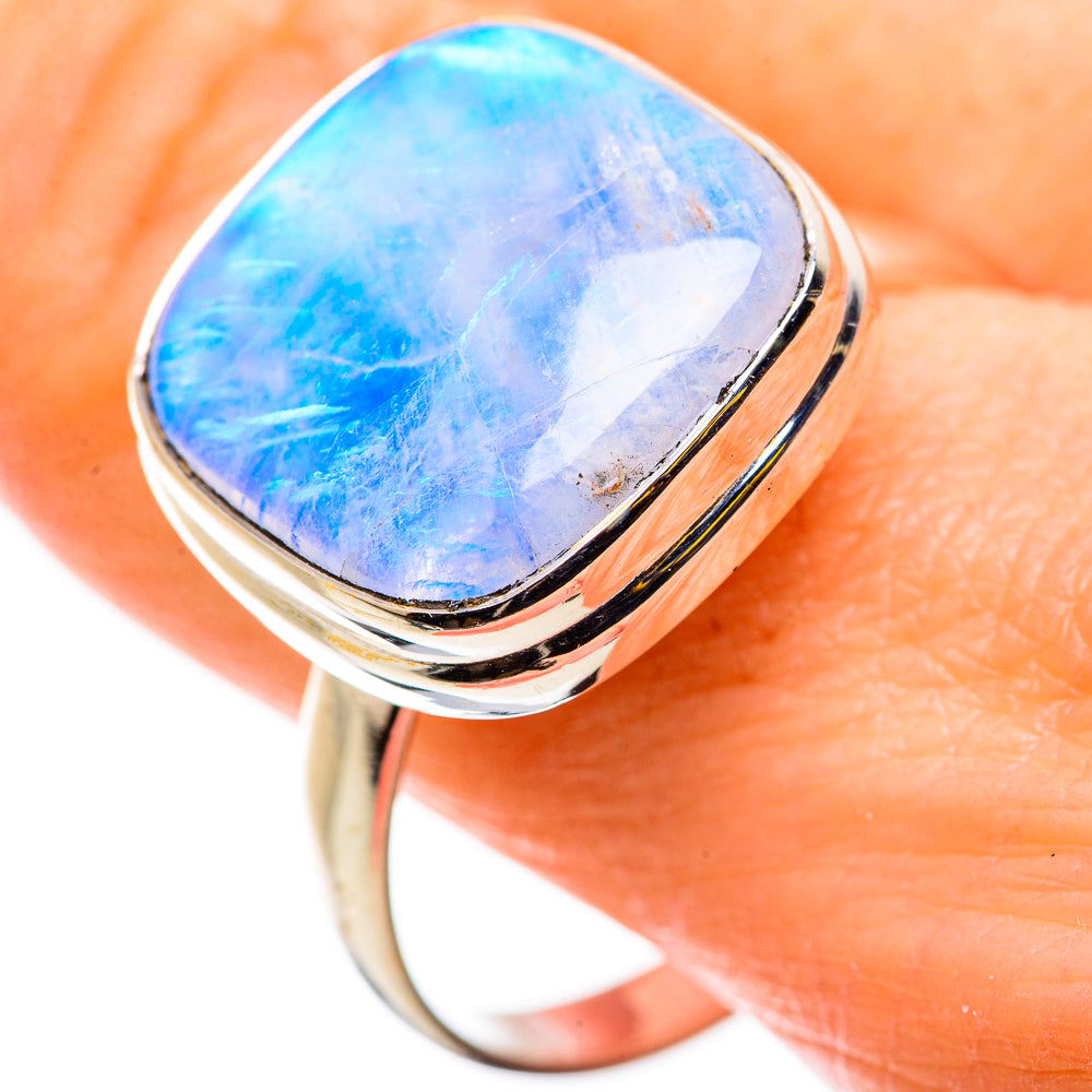 Rainbow Moonstone Rings handcrafted by Ana Silver Co - RING129805