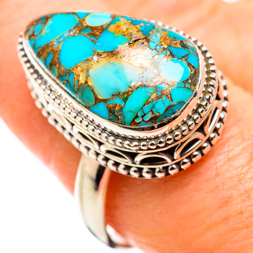 Blue Copper Composite Turquoise Rings handcrafted by Ana Silver Co - RING129808
