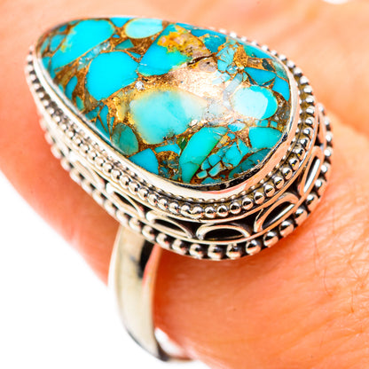 Blue Copper Composite Turquoise Rings handcrafted by Ana Silver Co - RING129808