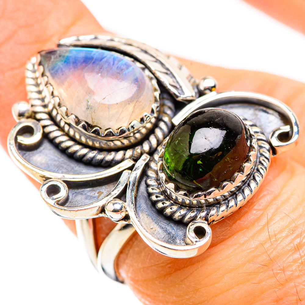 Rainbow Moonstone Rings handcrafted by Ana Silver Co - RING129811