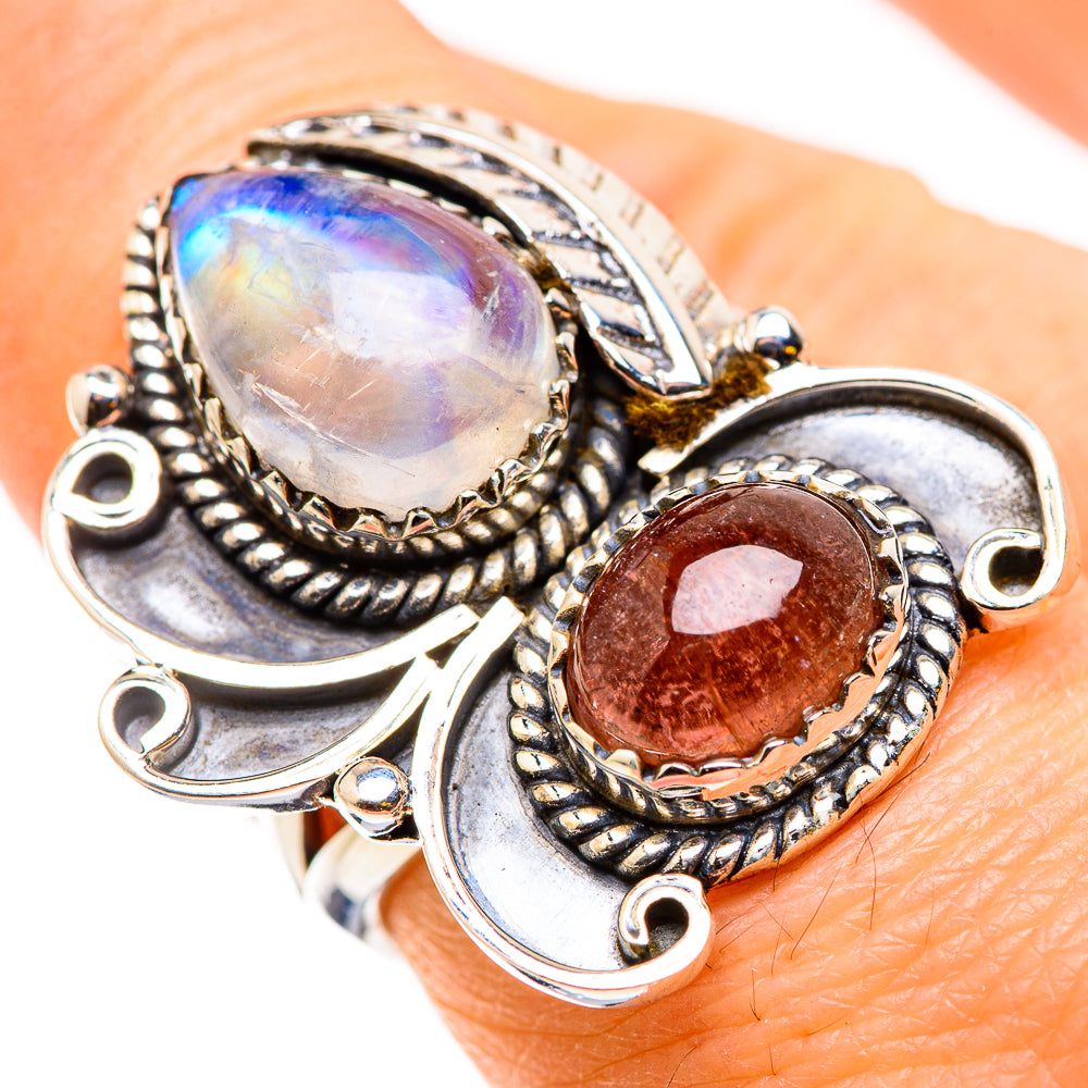 Rainbow Moonstone Rings handcrafted by Ana Silver Co - RING129817