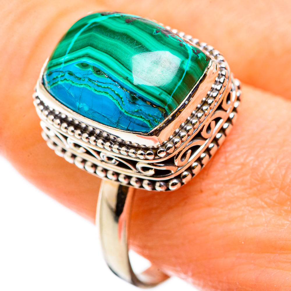Malachite In Chrysocolla Rings handcrafted by Ana Silver Co - RING129822