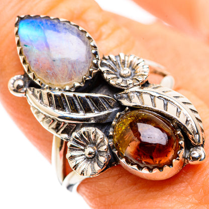 Rainbow Moonstone Rings handcrafted by Ana Silver Co - RING129824