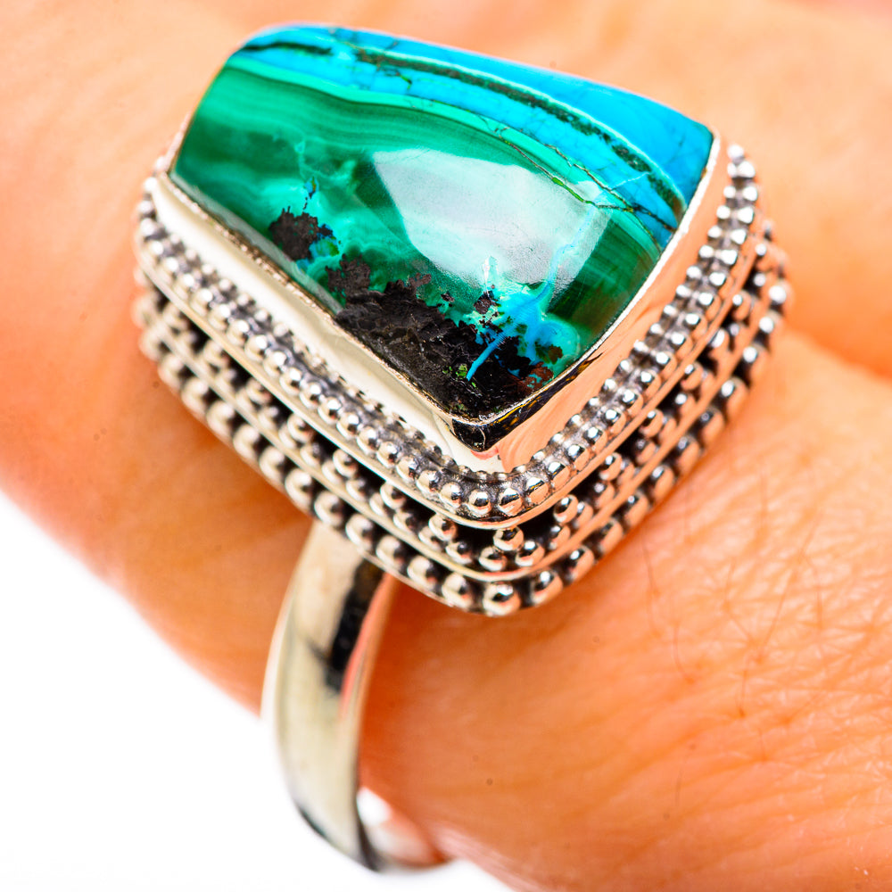 Malachite In Chrysocolla Rings handcrafted by Ana Silver Co - RING129827