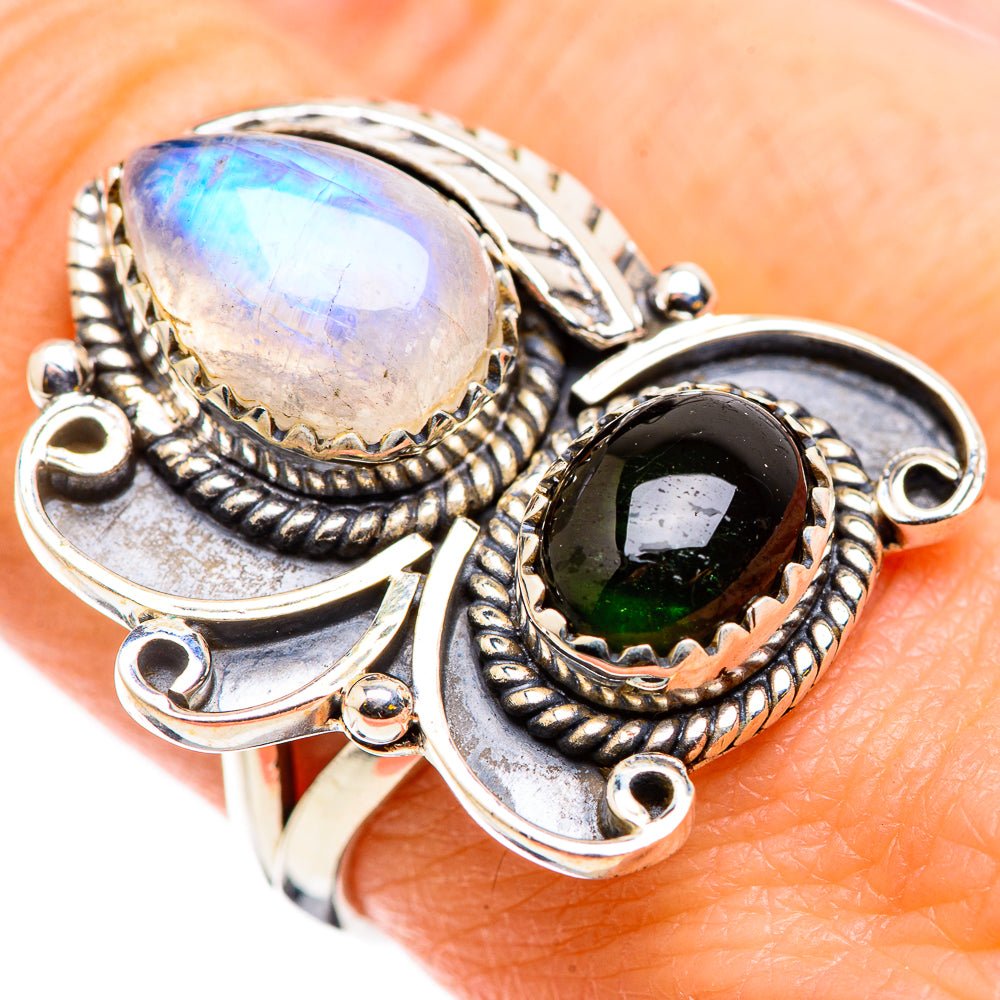 Rainbow Moonstone Rings handcrafted by Ana Silver Co - RING129833