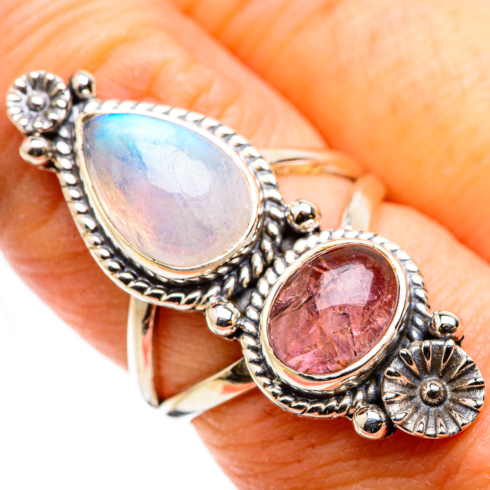 Rainbow Moonstone Rings handcrafted by Ana Silver Co - RING129838