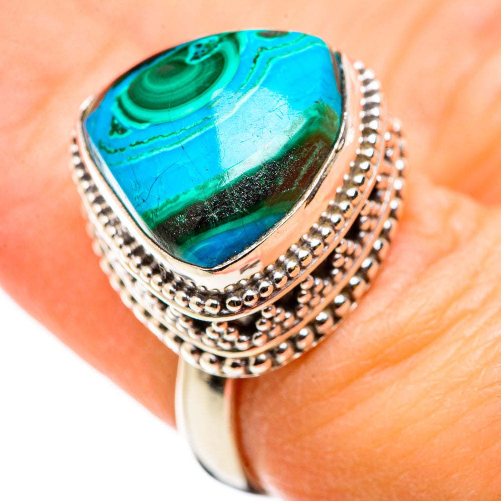 Malachite In Chrysocolla Rings handcrafted by Ana Silver Co - RING129846